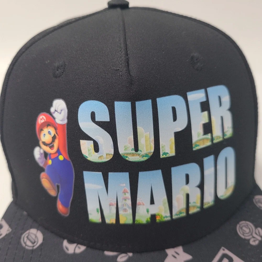 Youth Super Mario Hat Snapback Nintendo Black Gray Bros Video Games Logo Boys